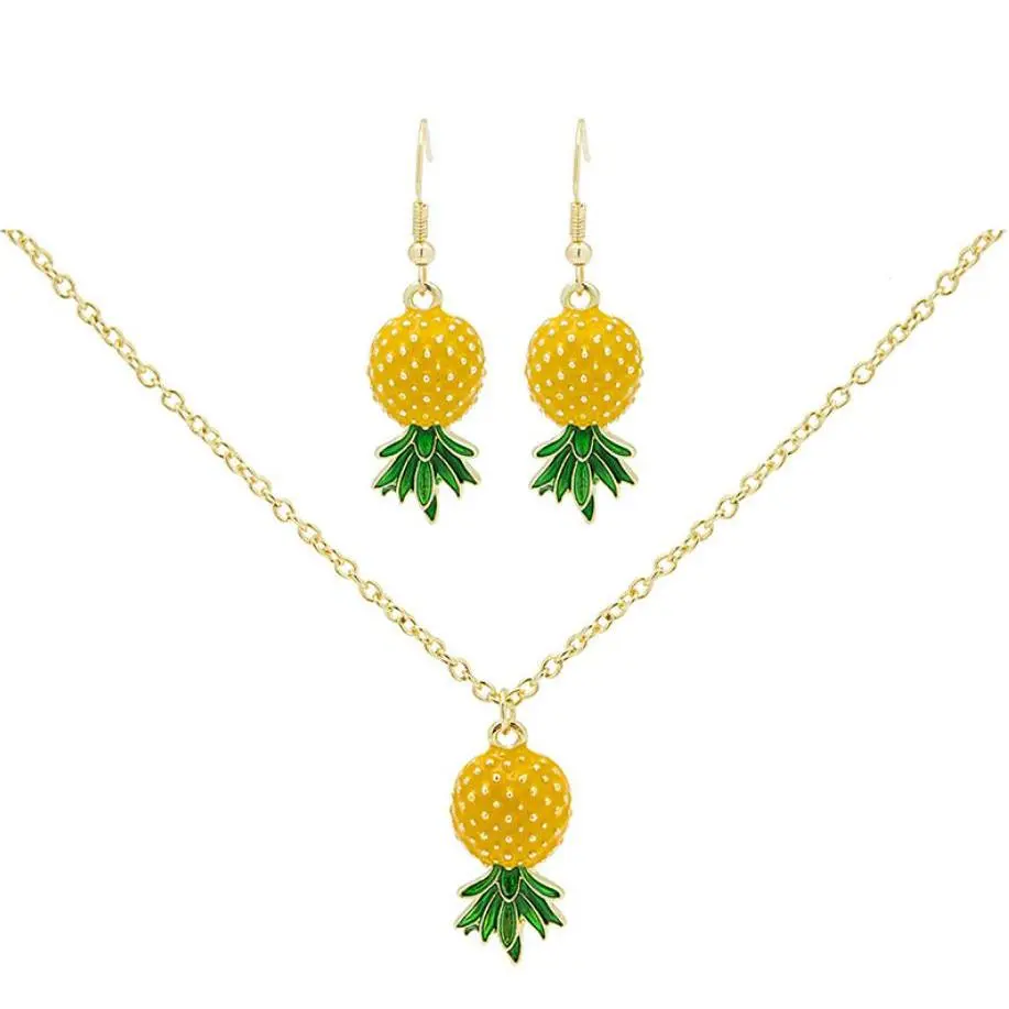 Upside Down Pineapple Pendant Necklace and Matching Earrings