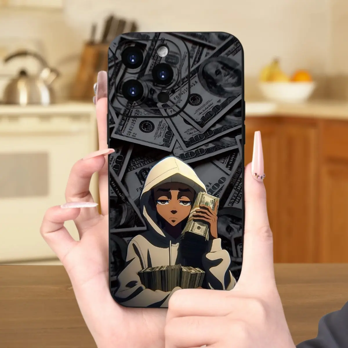 Customized Handheld TPU iPhone Case for 11-17, Pro, MAX - Matte UV-Printed Animal/Anime/Money Gangster Designs, 360-Degree Full Shockproof Protection, Easy Installation (Phones & Electronics Accessory)