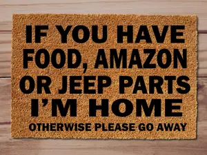 Funny Outdoor Rug - Food, Shopping Deliveries, Offroad Parts Non-Slip Anti-Skid Black Front Door Decor