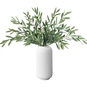 Faux  Olive Leaves Stems Artificial  Olive Tree Branches for Small Vase Tabletop Greenery Decor for  Decor Office Wedding Party Decor 27.5" (4pcs)