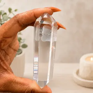 Natural Clear Quartz Double-Terminated Point - Natural Crystal Room Decor, Home & House Decor Statement Item for Clarity, Energy Amplification & Creativity