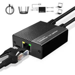 Gigabit Ethernet Splitter 1 to 2 1000Mbps, Either Network Splitter with USB Power 1 in 2 Out Dual LAN RJ45 Port Router  Work with Cat6/7/8  [2 Devices Simultaneously Networking]