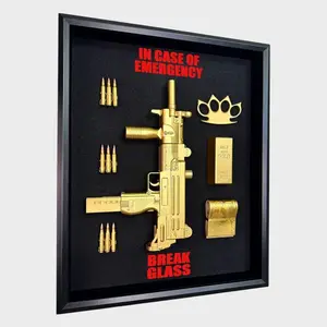 Gold Uzi Shadow Box – Mafia Decor