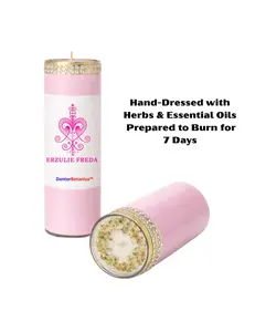 Erzulie Freda Veve 7 Day Candle, Ritual Metrecilli Metresilli  EziliFreda Saint Barbara Religious 7-Day Religious Prayer Candle,8 Inch Devotional Candle for Spiritual Rituals Haiti Vodou voodoo hoodoo candle ritual candle ougan manbo balenne