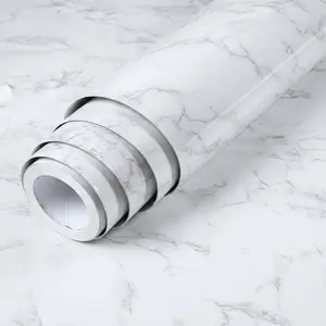 Glossy White Marble Contact Paper for Kitchen Countertop Waterproof Peel and Stick Wallpaper for Cabinets Table Desk Self Adhesive Vinyl Wrap Removable Sticky Paper