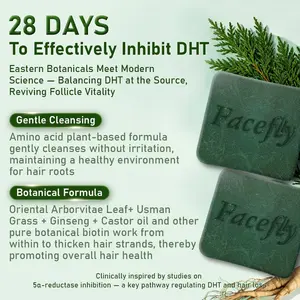 (2BOX)Facefly Anti Hair Loss Shampoo Bar–Sophora Flavescens Root Extract , Ginseng &  Soapberry, Strengthens Roots, Reduces Hair Fall, for Thinning Hair, Sulfate-Free, Herbal Hair Growth Soap 180g Haircare Cleansing Conditioner Biotin Hair Conditioner Bar