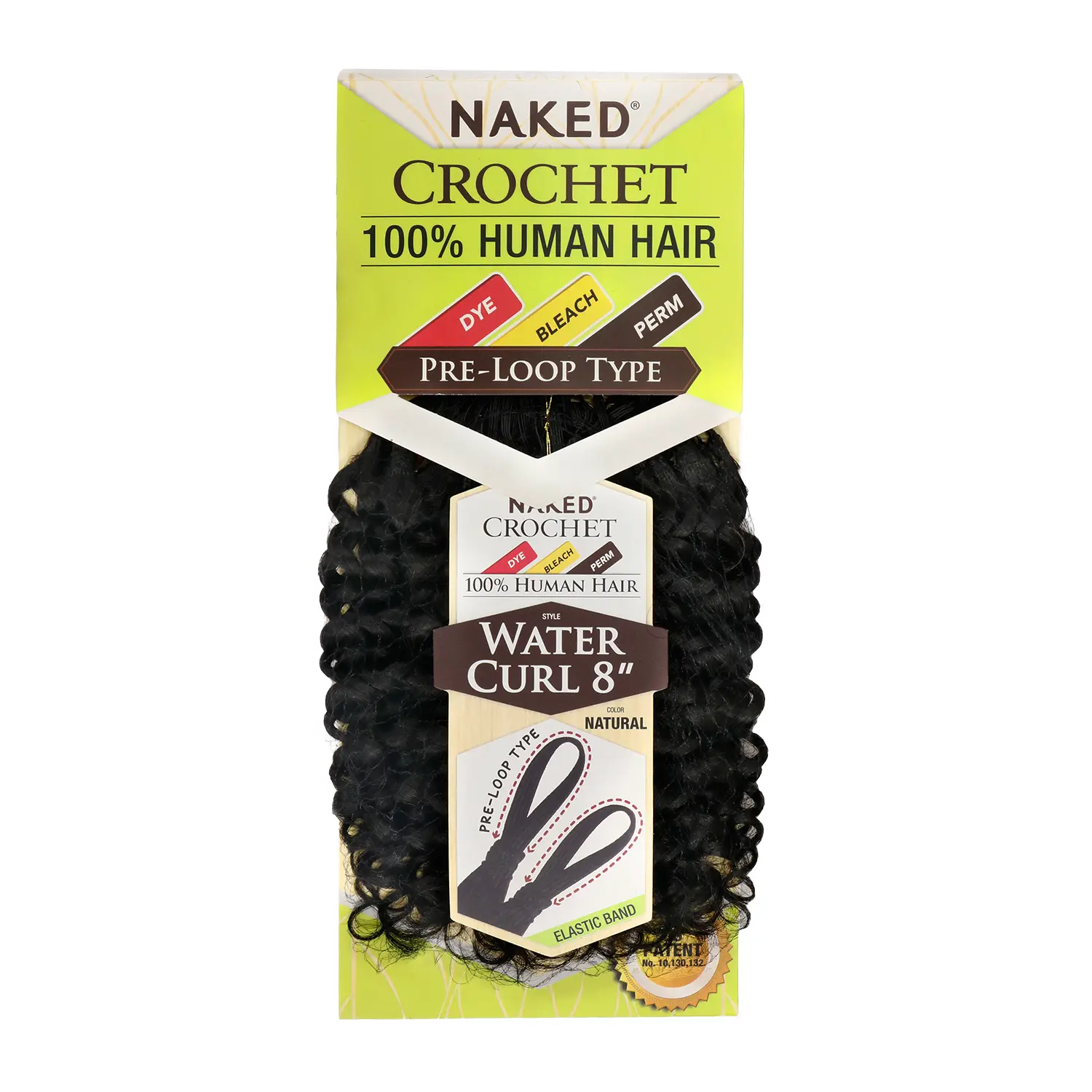 NAKED 100% Human Hair Water Curl Crochet Braids, Pre-Looped & Knotless Extensions for Protective Styling, Dyeable, Unisex, 8-18 Inch, Crochet Extensions