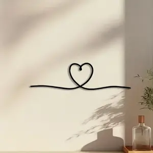 1pc Love Line Metal Wall Art, Love Line Statue Mural, Perfect for Bedroom Wall, Living Room Wall, Gallery Wall, Valentine's Day Decor, Ideal Gift for Couples, Durable Metal