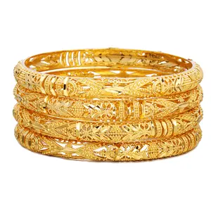 4pcs/bag Diameter 7cm Golden Copper Bangles Big Size Women Bangles