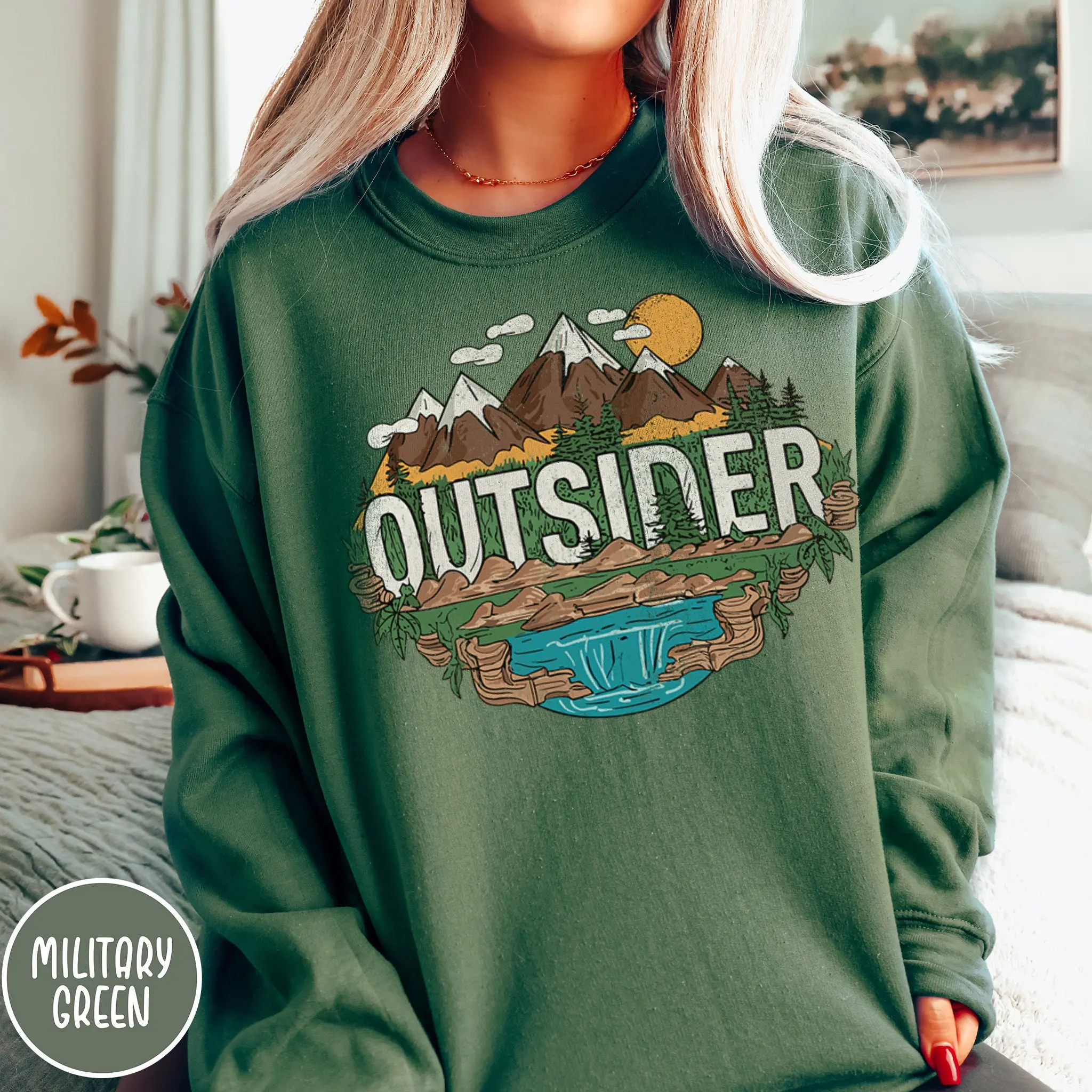 Outsider Sweatshirt Nature Lover Sweatshirt Mountain Sweatshirt Hiking Sweatshirt Camping Sweatshirt Outdoorsy Gift Forestcore Tree Sweater  – Gifts Suitable for Anyone