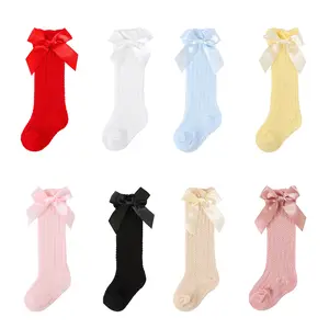 Baby Girl Knee High Socks Soft Long Socks Thin Mesh Stockings with Bow for Infants Cotton Cozy