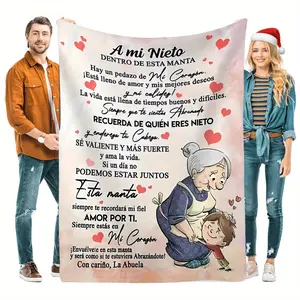 [Spanish Letter Pattern Blanket] Modern Spanish Letter Pattern Blanket - Machine Washable, Comfortable for Napping, Home, Office and Outdoor Camping-280GSM