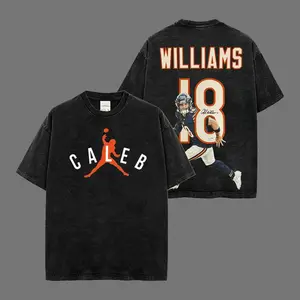 Air Caleb 18 - Caleb Williams For Bears Nation Heavyweight Acid Washed Cotton Hoodie T-Shirt, King Caleb Fans Shirt, Bears Graphic Football Shirt, Game Day Outfits