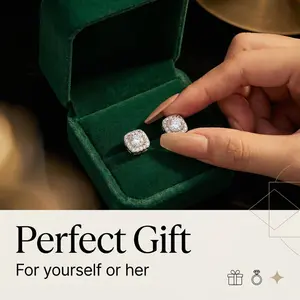 White square-shaped cubic zirconia stud earrings; elegant, sophisticated cubic zirconia square studs; luxurious cubic zirconia earrings; sparkling square cubic zirconia; fashionable large cubic zirconia studs; makeup; white; mature women and girls; busine