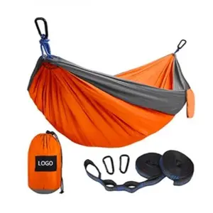 Camping Hammock - Orange & Gray, Adjustable Loop, Includes Bag & Accessories, Ideal for Outdoor Activities
