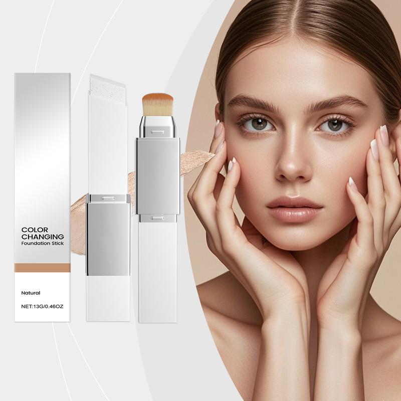 2-in-1 Color Changing Foundation Stick with Brush, Auto-Adjusting Shade Matching Foundation & Concealer, Full Coverage Cream Formula, Smooth Poreless Matte Finish, Natural Look camo concealer Perfect Valentine’s Day Gift