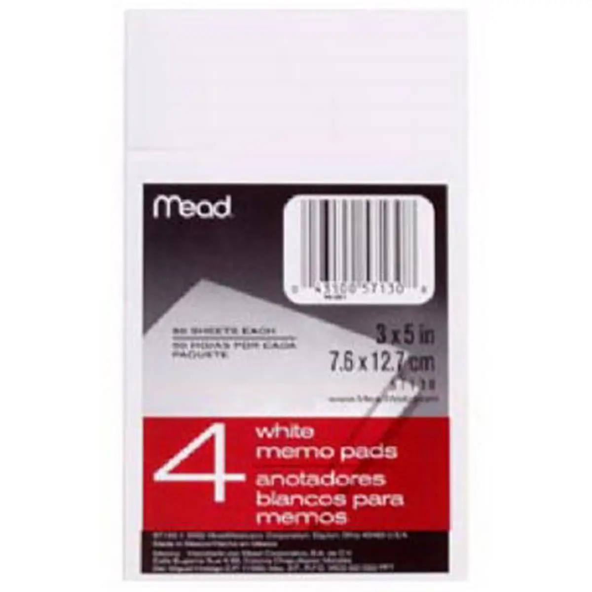 212 MAIN 57130 White Note Pads - 4 Pack Office Supplies, 3.05x5.05 in, 50 Sheets per Pad, Office Accessories