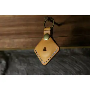 Leather AirTag Keychain - Natural Minerva