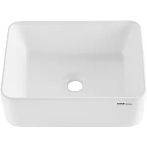 VEVOR Modern Ceramic Vessel Sink 16" x 12" Bathroom Vanity Bowl Countertop White