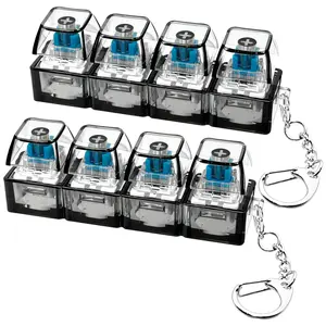 2 PCS Light Up LED Keyboard Fidget Toy Keychain 4 Button Clicky Clicker Fake Keys Portable Stress Anxiety Relief Decompression Pass The Time Gift for Adults Kids  girl