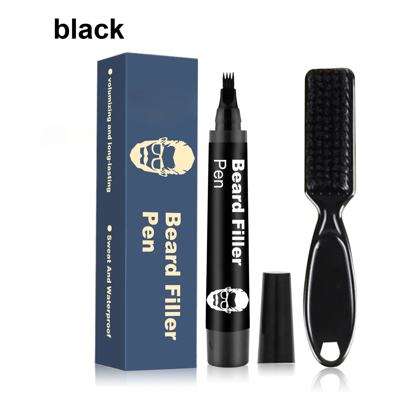 Beard Filler Pen Kit with Cocoa Butter - Waterproof & Sweat-Proof Formula for a Fuller, Defined Beard and Hairline