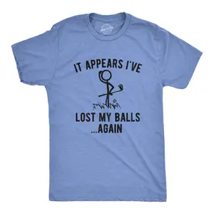Mens It Appears I've Lost My Balls Again T Shirt Funny Golf Stick Figure Graphic Novelty Tee Mens Funny T Shirts Cool Vintage Fashion T-Shirt Gift Classic Menswear Funny Golf Short Sleeve Novelty Tees for Guys Light Blue
