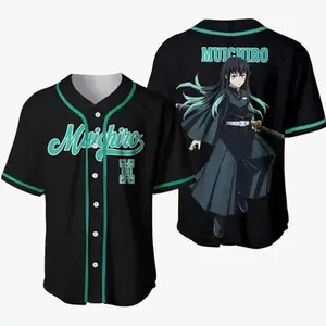 Muichiro Flame Hashira Anime Baseball Jersey, Demon Slayer Cosplay Unisex Jersey, Kimetsu No Yaiba Otaku Gift Shirt