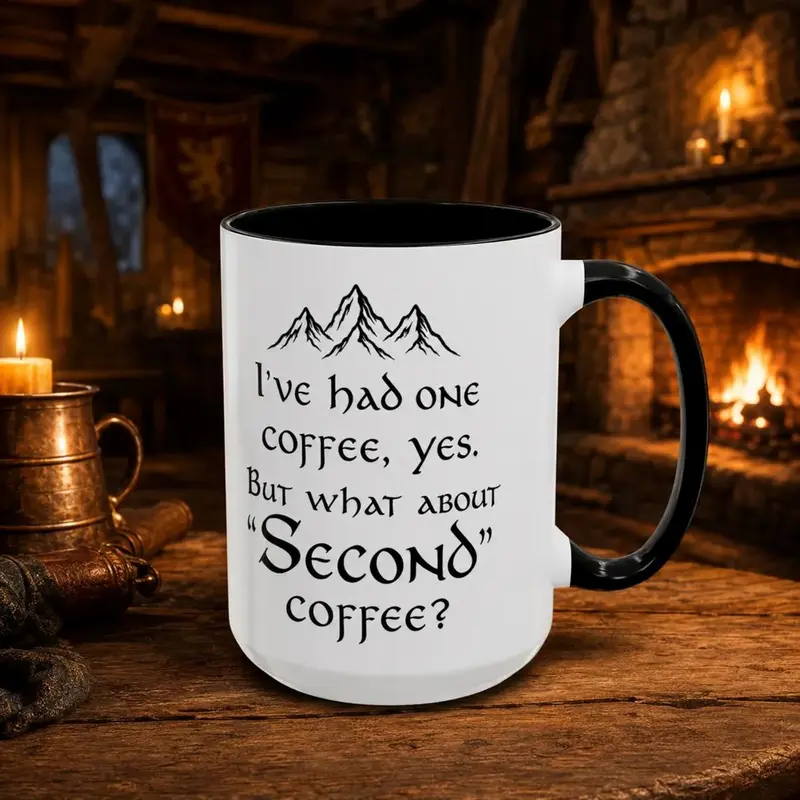 LOTR Coffee Mug, Second Breakfast, Hobbitcore Fantasy Nerdy Gift (11, 15oz) - scs19540