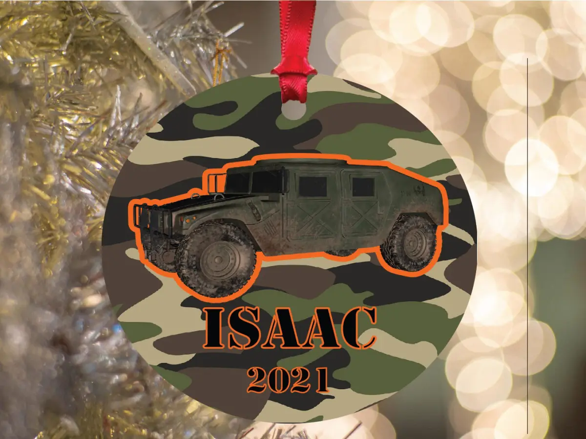 Personalized Camo Truck Name Year Christmas Ornament, Camo Themed Gift Ideas, Kids Personalized Gift, Boys Custom Yearly Christmas Ornament