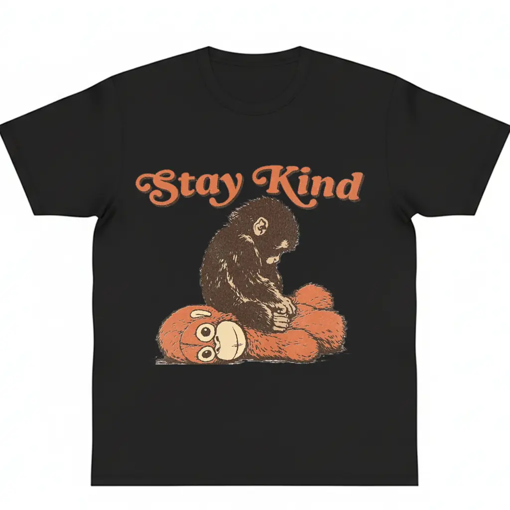 Punch Monkey and plushie Cotton Graphic Shirt Viral Monkey Meme Tee stay kind Baby Monkey Plush Top Mothers Day Animal Lover Gift y2k Top Trending Machine Wash Safe