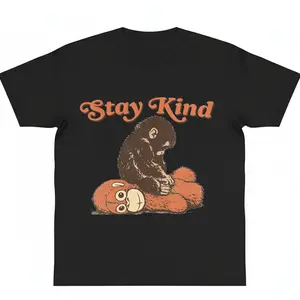 Punch Monkey and plushie Cotton Graphic Shirt Viral Monkey Meme Tee stay kind Baby Monkey Plush Top Mothers Day Animal Lover Gift y2k Top Trending Machine Wash Safe