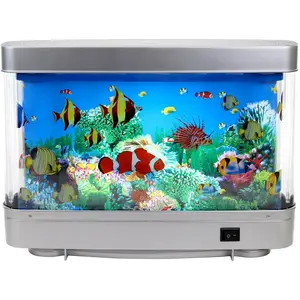 Sensory Artificial Aquarium Lamp - LED   Fish  with Moving Marine Life Animation  in Motion- Relaxing  Scene Night Light for  and Adults (Marine Life A)