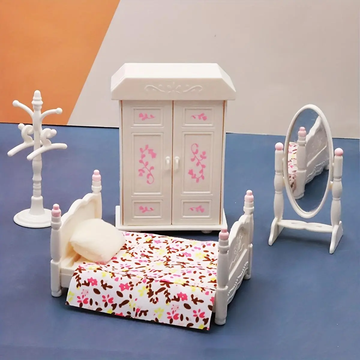 Dollhouse Furniture Set, 9 Counts/set Miniature Dollhouse Bedroom Furniture Toy, Dollhouse Playhouse Accessories, Doll House Accessory for 3 Years Old Above Boys & Girls