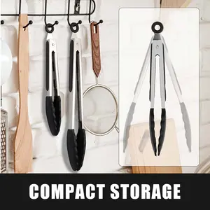 Tongs For Cooking - Heat Resistant 600 Degrees Stainless Steel Kitchen Tong, Heavy Duty Metal Locking Tongs - Perfect for Food, Salad and BBQ set of 3 (8.2", 10.6" and 13.3") Dishwasher Safe