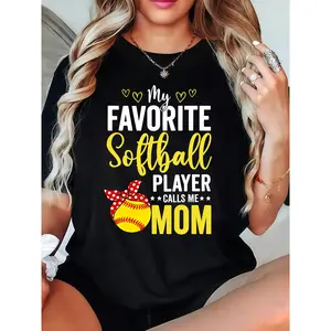 Cotton Softball Tee for Moms – My Favorite Softball Player Calls Me Mom Design