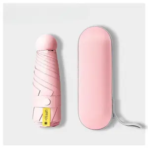 Mini Travel Umbrella for Purse with Case - Compact Lightweight UV Sun Protection Umbrella UPF 50+, Windproof Portable Tiny Pocket Parasol, Manual Open Close for Women Men Kids (Fits Purse & Backpack)