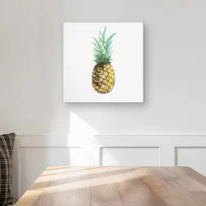 Begin Home Decor C1MP1616VPHLB6 16 x 16 in. Watercolor Pineapple - Exotic Metal Print Wall Art for Kitchen Decor