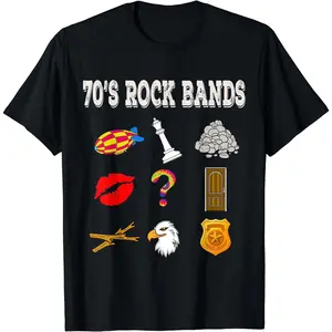 Mens Funny Vintage 70's Rock Band T-Shirt