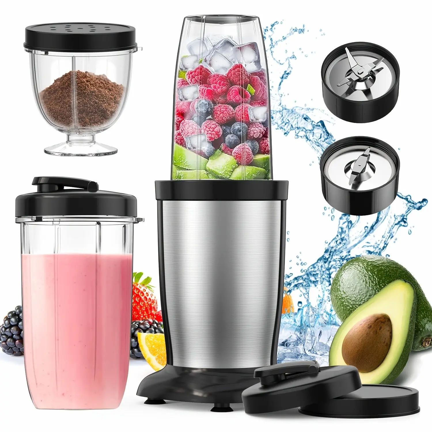 TENKER Personal Smoothie Blender 22, 000 RPM 450W Single Serve Smoothie Maker & Frozen Drinks Nuts With 2* Cups, 6-Leaf Stainless Steel Blades, Ideal For Protein Shakes, Frozen Drinks, And Kitchen Use