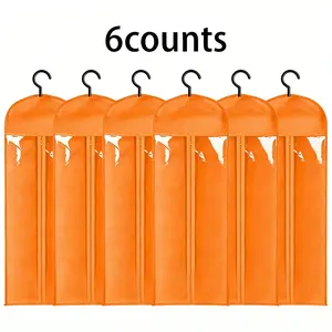 6-Piece Hair Extension Storage Bag Set with Hanger, Dustproof Breathable Portable Organizer for Home Travel Salon Accessories