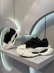 Men's Fashion Colorblock Lace Up Low Top Sneakers, Casual Comfortable Breathable Sports Running Shoes, Male All-match Round Toe Chunky Sneakers for Daily Life, Athletic Running Shoes, Trainer, Casual Running Footwear