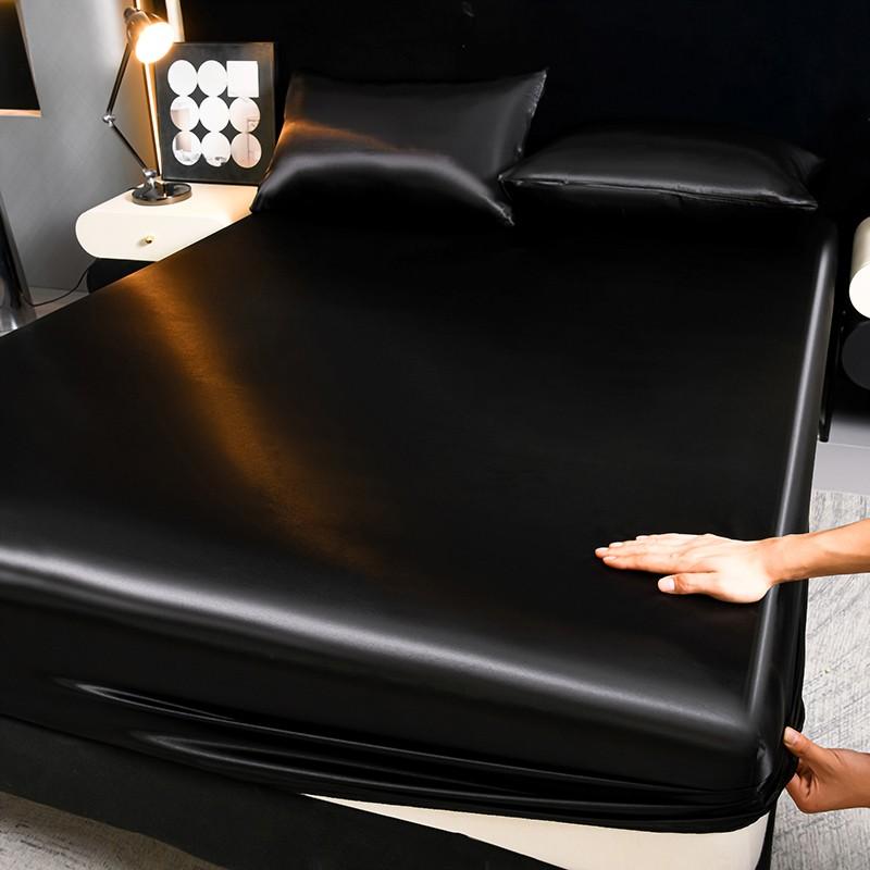 2/3Pcs Silky Satin Bed Sheet Set, Satin Bed Sheets, Dustproof Mattress Protector, Soft and Comfortable Fitted Sheet, Skin-Friendly & Breathable, Smooth Mattress Cover, Silk-Like Bedding for Bedroom/Dorm/Hotel, Multiple Sizes Available