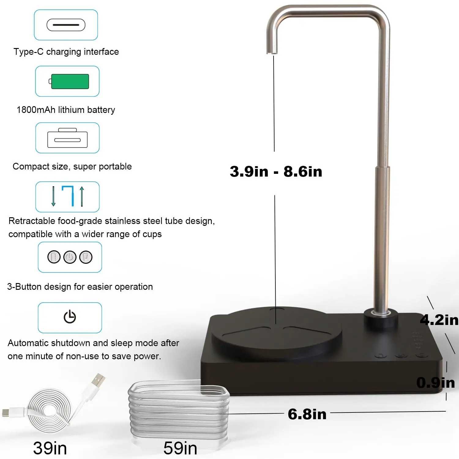 Desk Water Dispenser- Intelligent Desktop Water Bottle, Automatic Water Pump ...