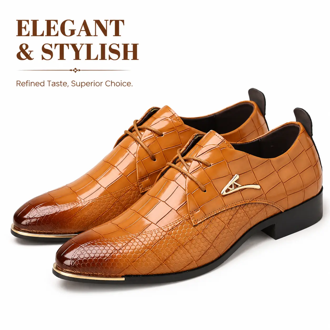 Men's Oxford Shoes Elegant Business Casual Leather Formal Shoes with Crocodile Pattern Design, Fathersdaygift, Polyurethane Synthetic Leather, Rubber, Laces, Oxfords, Animal Print, Ankle