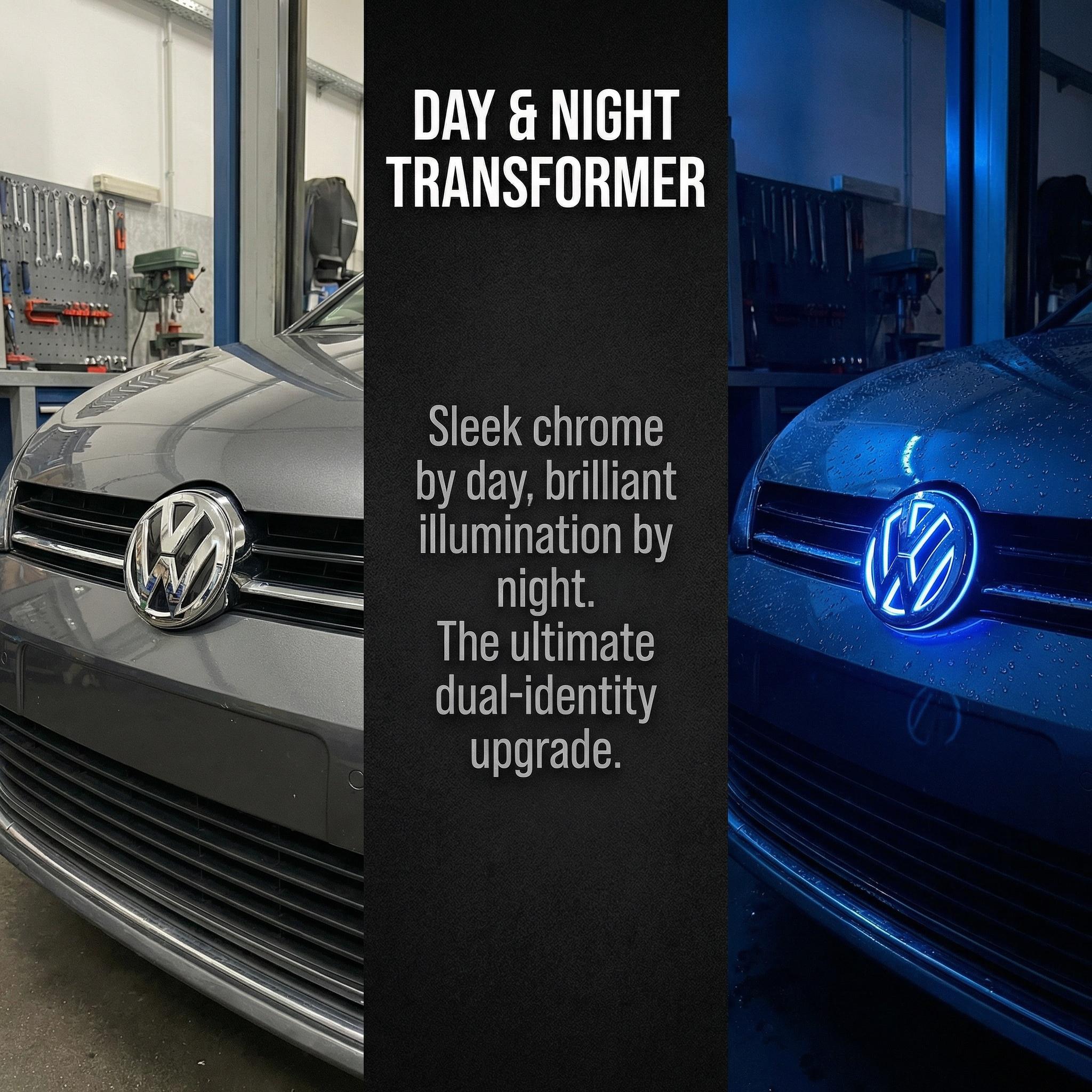 VW LED Logo Light for Volkswagen Golf Jetta Passat CC Polo | 4D/5D Glowing Front Grille Rear Badge Emblem | 11cm Car Atmosphere Decorative Lamp | Modification Accessories Tube Tail Lights Tacoma Roof Top Strobe Bar with RGB Fuse Assortment Kit Puller