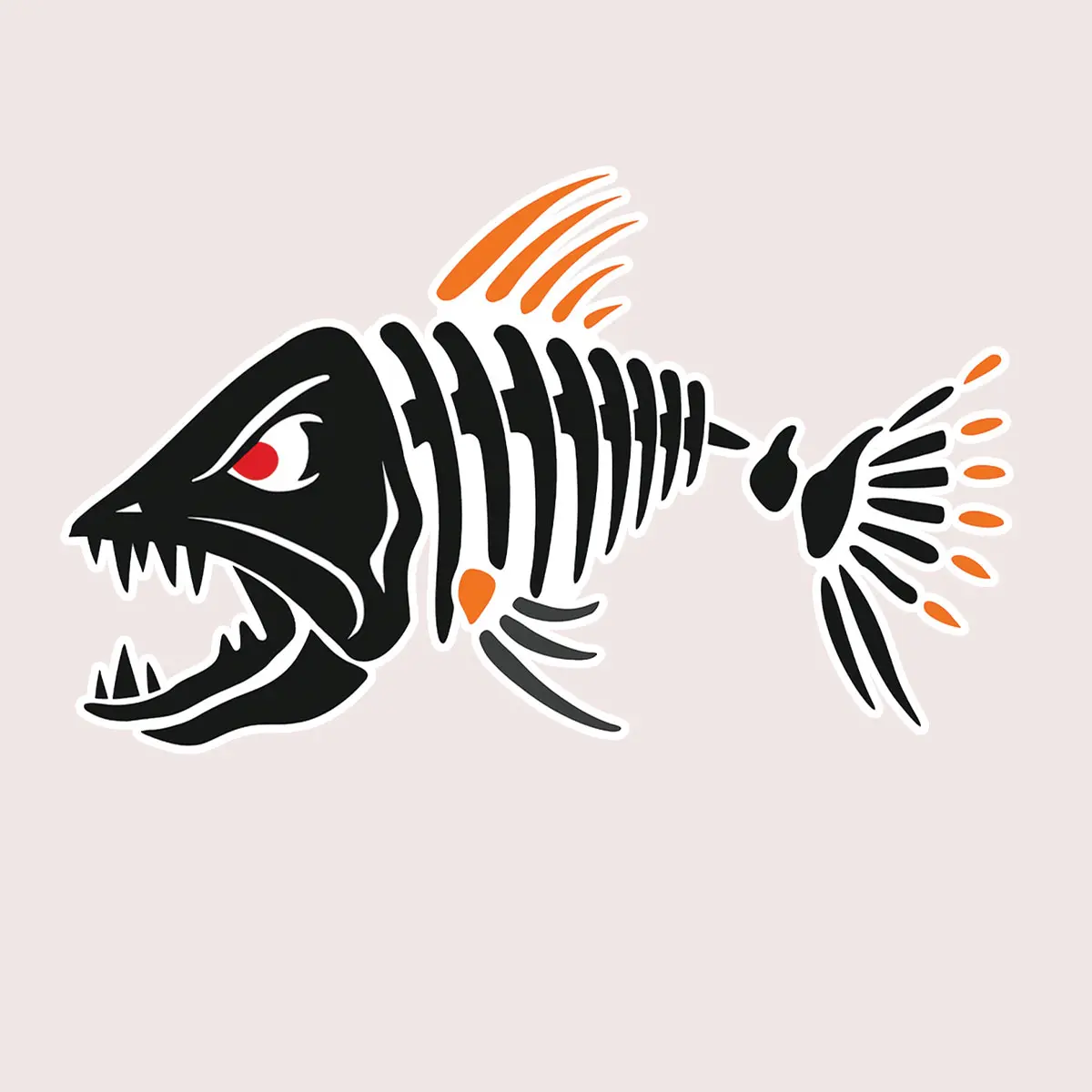 Aggressive Fish Skeleton Sticker, Cool Fishing Decal for Car, Truck, Laptop, Tackle Box, Waterproof Vinyl