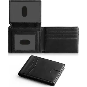 Slim Leather RFID Blocking Wallet for Men - Bifold Minimalist Design with 14 Card Slots, 2 ID Windows & Cash Slot - Perfect Gift for Men