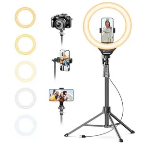 UBeesize 12'' LED Ring Light with 62'' Tripod Stand, Selfie Ring Light for Video Recording, Live Streaming, TikTok & YouTube, Compatible with iPhone & Android (Black)