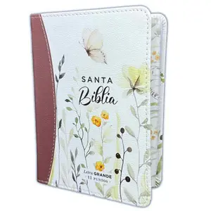 Biblia Compacta 11 puntos RV1960 imit piel con canto pintado primaveral marrón