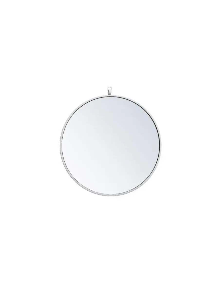 212 MAIN 21-in Framed Modern Metal Round Glass Mirror with Decorative Hook, White, Solid MDF Board Backing, Hanging Mount for Horizontal/Vertical Room Decor, Office Use